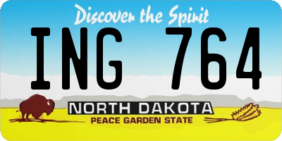 ND license plate ING764