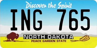 ND license plate ING765
