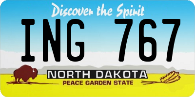 ND license plate ING767