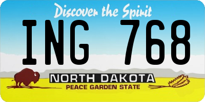 ND license plate ING768