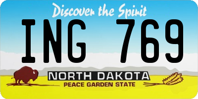 ND license plate ING769