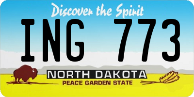 ND license plate ING773