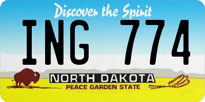 ND license plate ING774