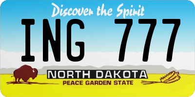 ND license plate ING777