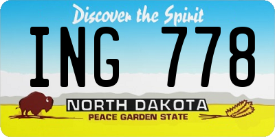 ND license plate ING778