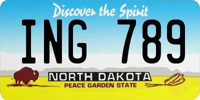 ND license plate ING789