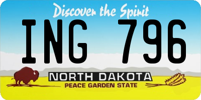 ND license plate ING796