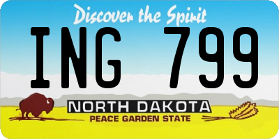 ND license plate ING799