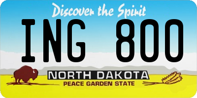 ND license plate ING800