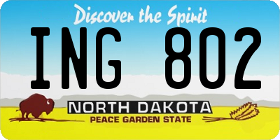 ND license plate ING802