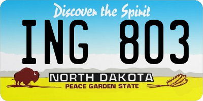 ND license plate ING803