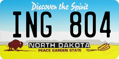 ND license plate ING804