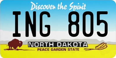 ND license plate ING805