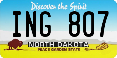 ND license plate ING807