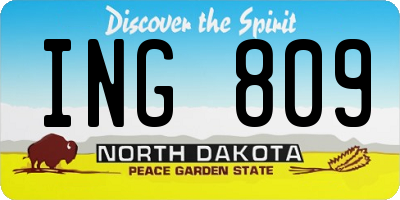 ND license plate ING809