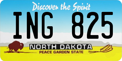 ND license plate ING825