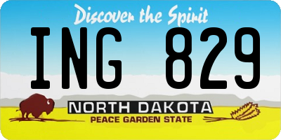 ND license plate ING829