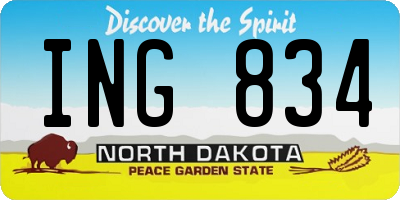 ND license plate ING834