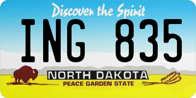 ND license plate ING835