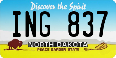 ND license plate ING837