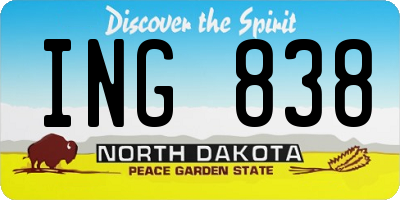 ND license plate ING838