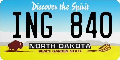 ND license plate ING840