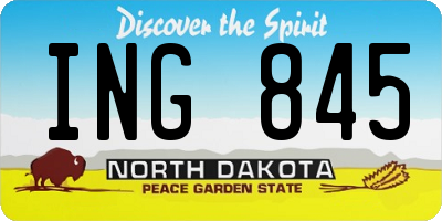 ND license plate ING845