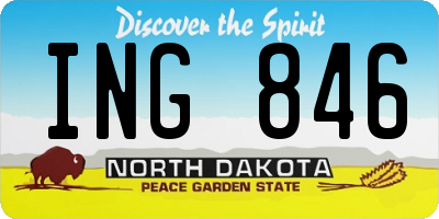 ND license plate ING846