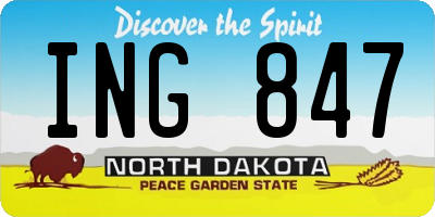ND license plate ING847