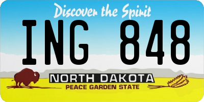 ND license plate ING848