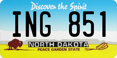 ND license plate ING851