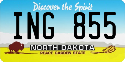ND license plate ING855