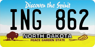 ND license plate ING862