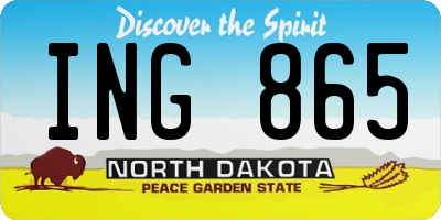 ND license plate ING865