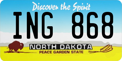 ND license plate ING868