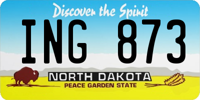 ND license plate ING873