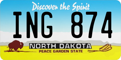 ND license plate ING874