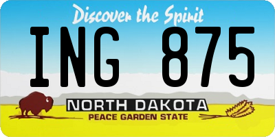 ND license plate ING875