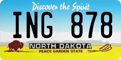 ND license plate ING878