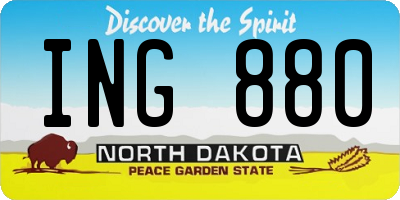 ND license plate ING880