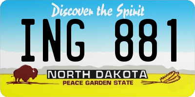 ND license plate ING881