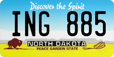 ND license plate ING885