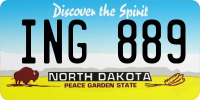 ND license plate ING889