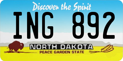 ND license plate ING892
