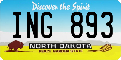ND license plate ING893