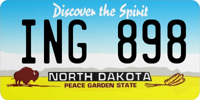 ND license plate ING898