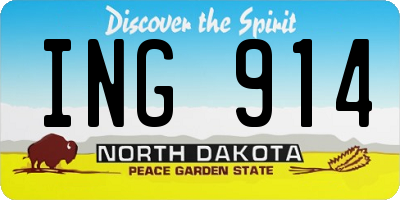 ND license plate ING914
