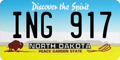 ND license plate ING917