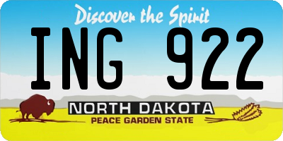 ND license plate ING922