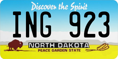 ND license plate ING923